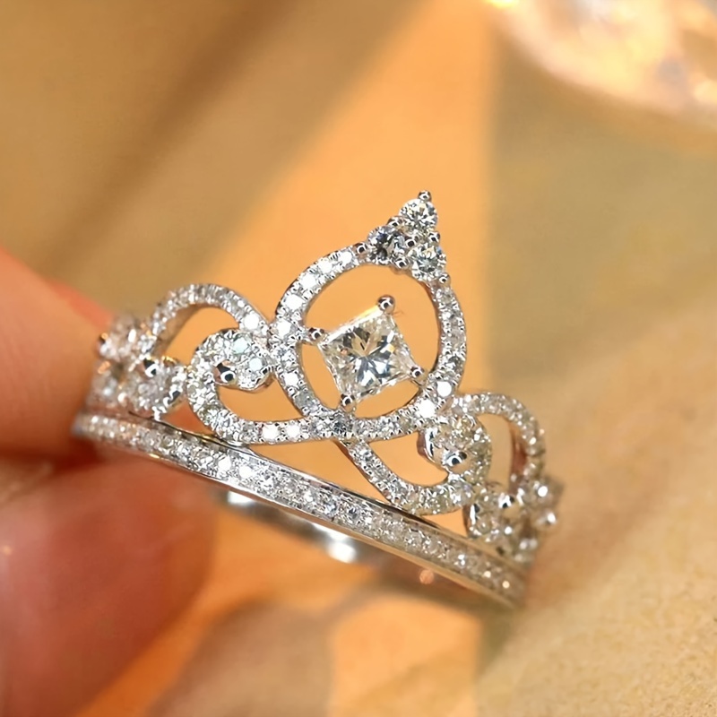 Princess Crown Ring Women's Band Delicate Elegance Jewelry
